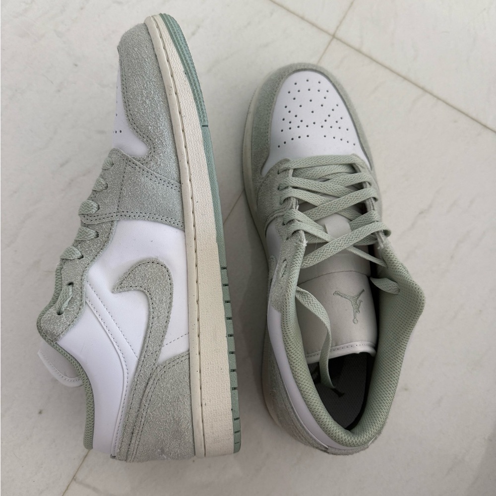 Air Jordan 1 Low SE - White and Sage Green Sneakers
